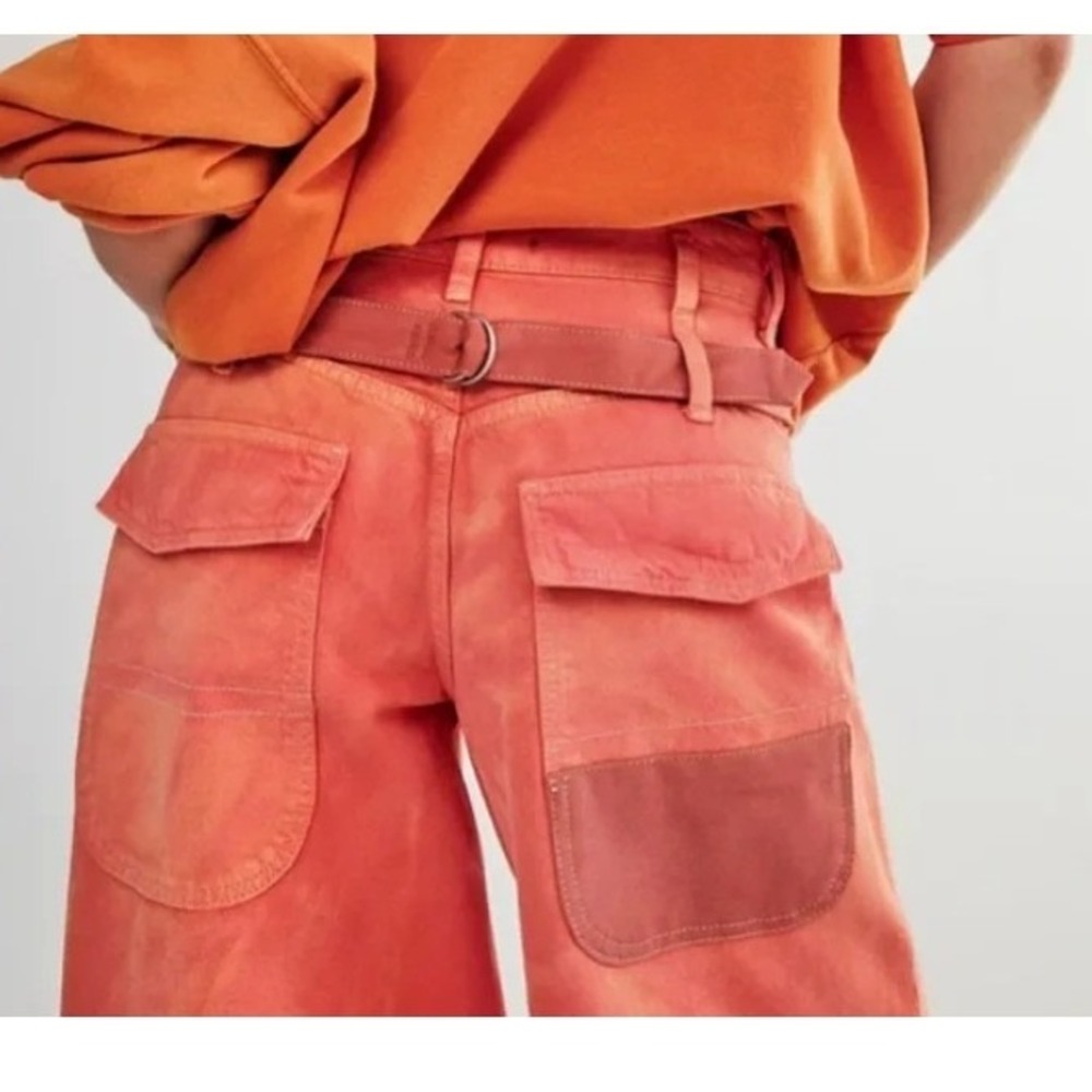 We The Free Waterfalls Baggy Wide-Leg Jeans in Orange Size 27 - Picture 13 of 13